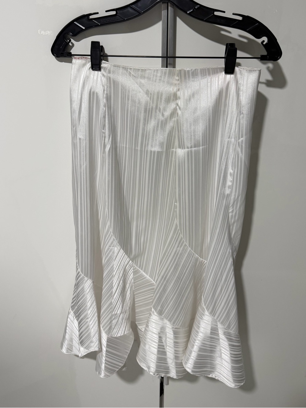 White Satin Skirt with Flared Hem